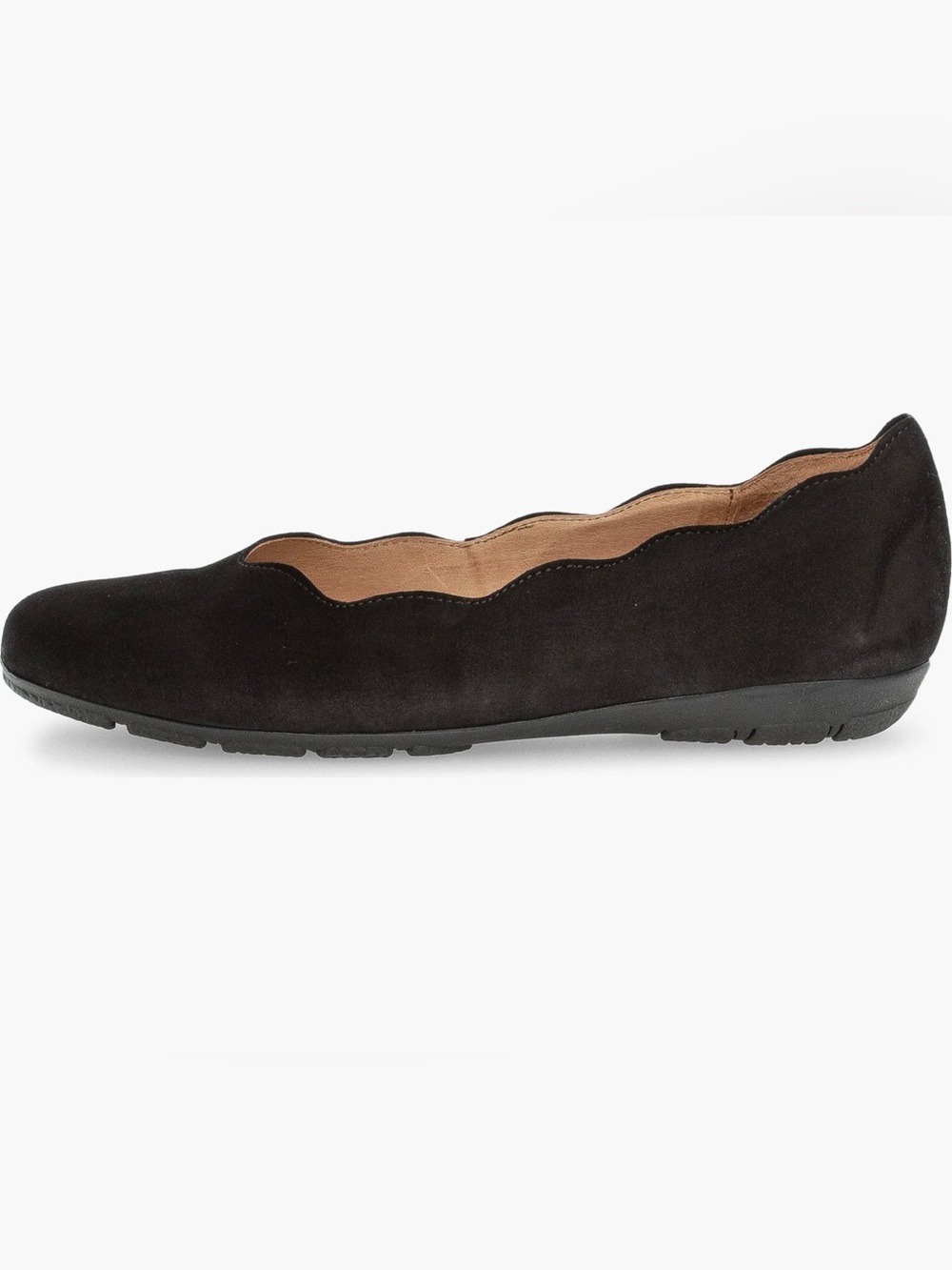 Gabor Black Scallop-Edge Suede Ballet Flat size 6